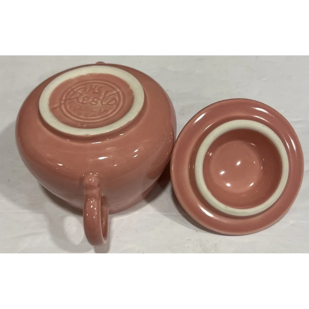 Fiesta HLC Creamer And Sugar Set Lid, Tray Rose Pink Peony Fiestaware‎ 4 Pcs
